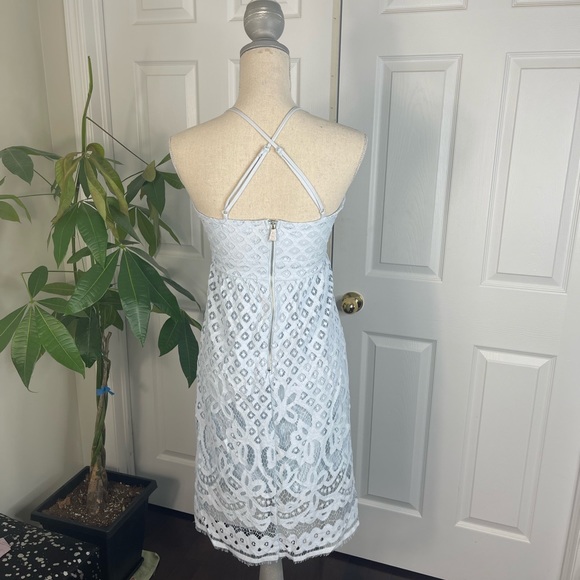 PARTY/SUMMER DRESS DEX Light Blue Lace Midi Dress - Picture 4 of 7